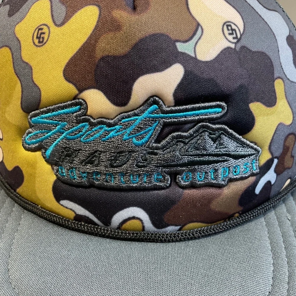 CG Habitats Sports Haus Adventure Outpost Camo Trucker Hat Snapback Grey Cap